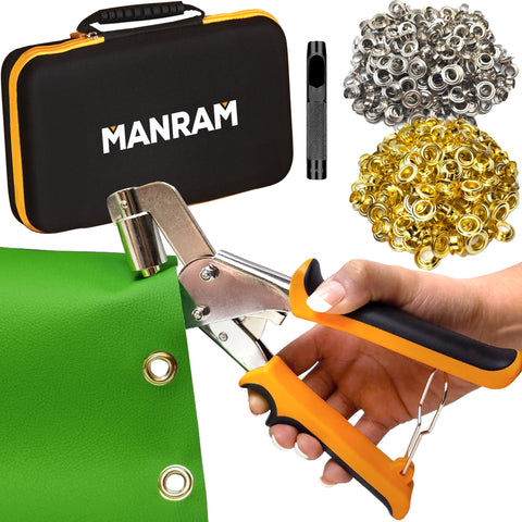 Grommet Tool Kit - 3/8 Inch Eyelet Press Pliers 10mm, Grommets Puncher with Hole Punch and 600 pcs Grommets