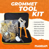 Grommet Tool Kit - 3/8 Inch Eyelet Press Pliers 10mm, Grommets Puncher with Hole Punch and 600 pcs Grommets